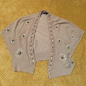 Unique Dolce Cabo Beige Embellished Seashell Cardigan